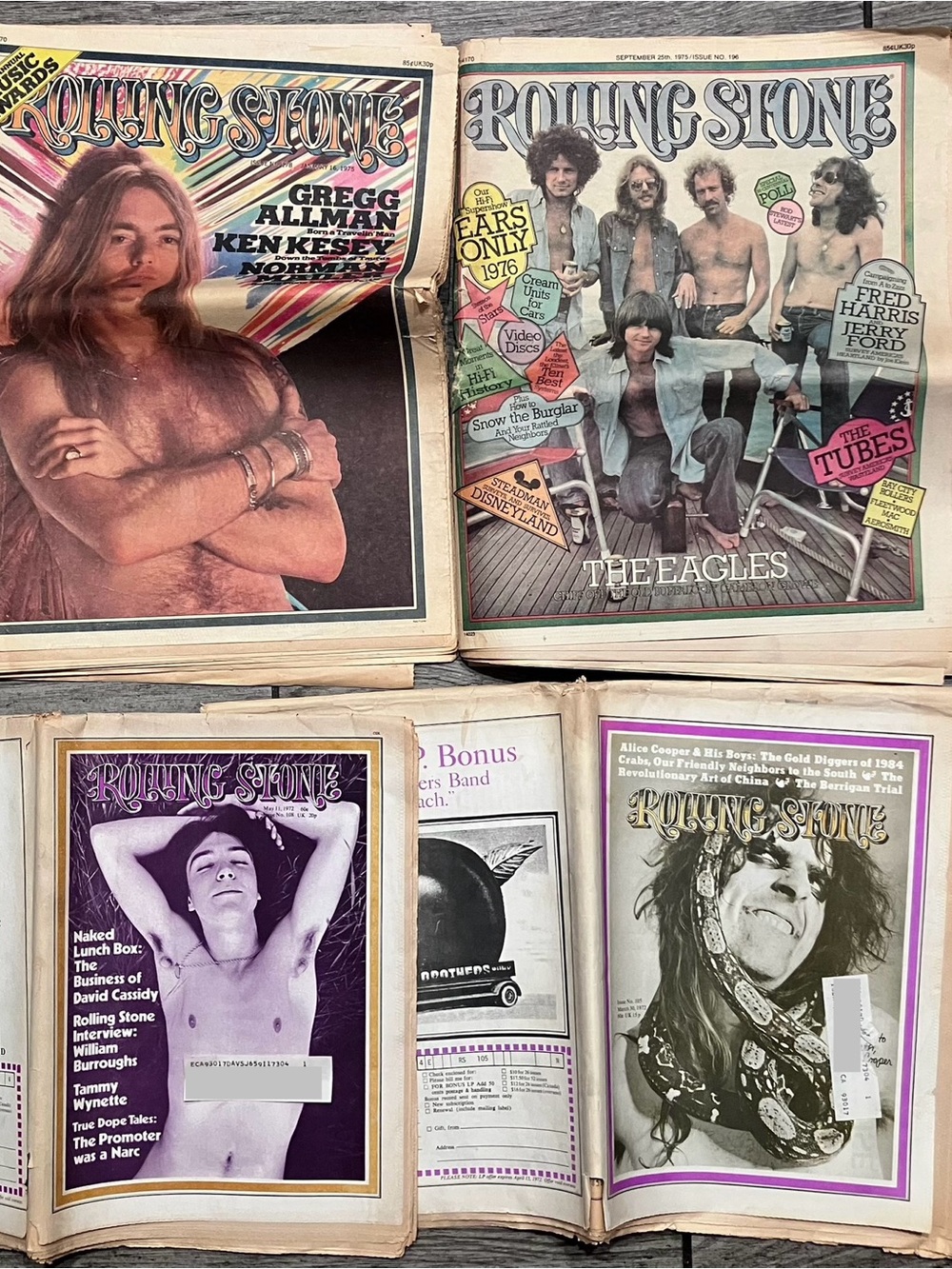 ROLLING STONE Magazine / Four 1970s Issues / EAGLES, Alice Cooper, DAVID CASSIDY